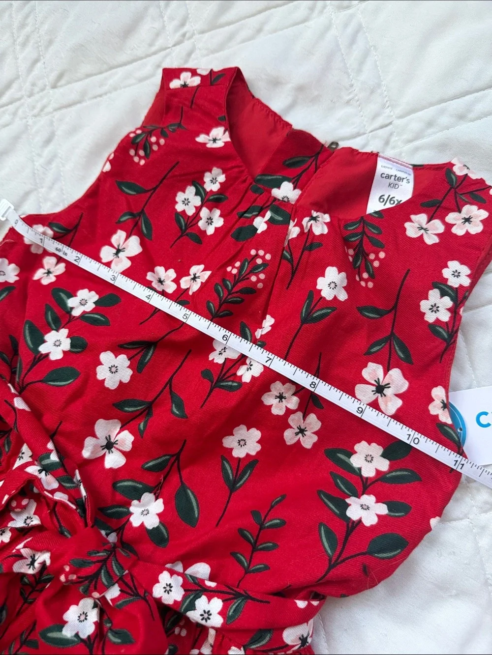 Carter's Red Floral Tie-Waist Sleeveless Dress